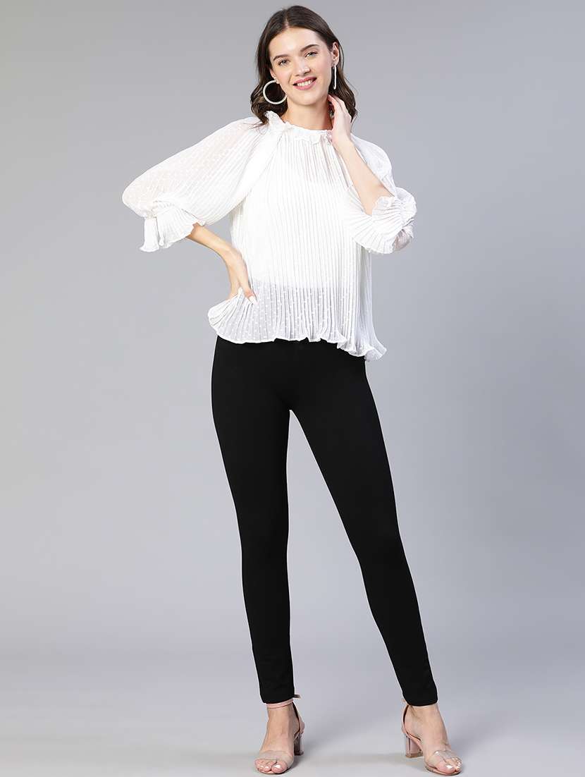 women's ruffle round neck top - 18743107 -  Standard Image - 4