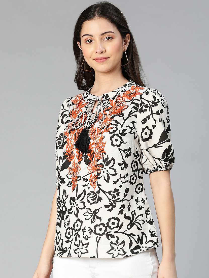 women's straight tie-up neck top - 18743171 -  Standard Image - 1