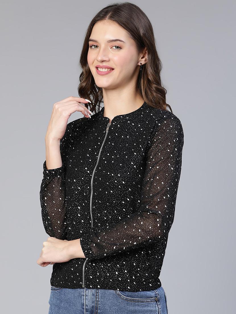 zip up printed casual jacket - 18743278 - Standard Image - 1