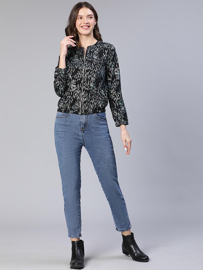 zip up foil printed casual jacket - 18743280 - Standard Image - 4