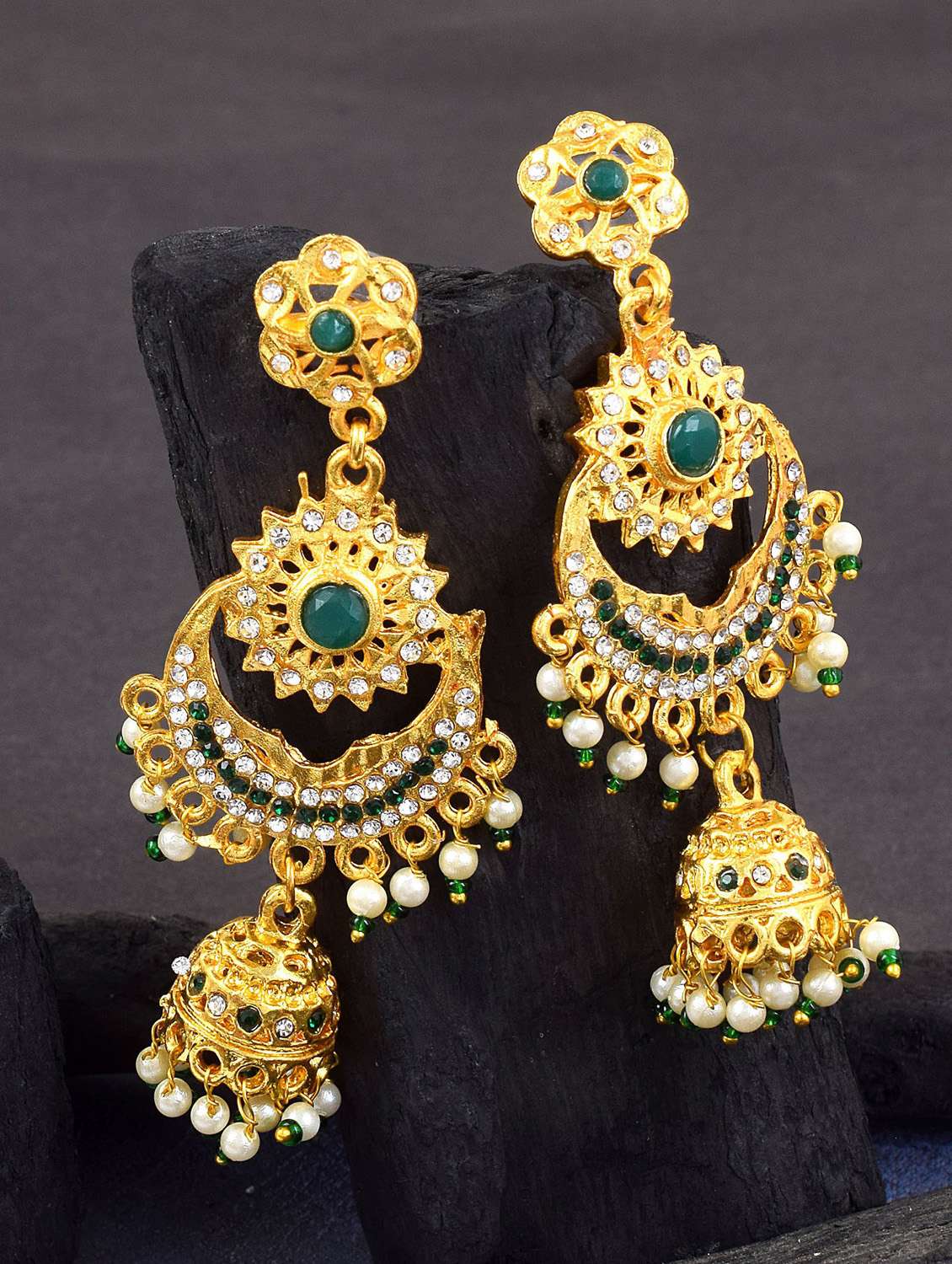 gold brass chandballi earring