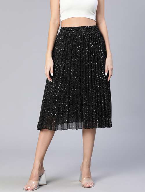 black polyester pleated skirts - 18743555 - Standard Image - 0