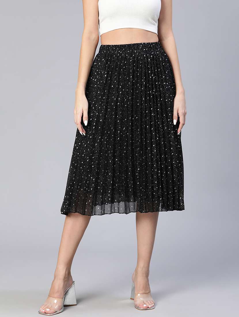 black polyester pleated skirts - 18743555 - Zoom Image - 0