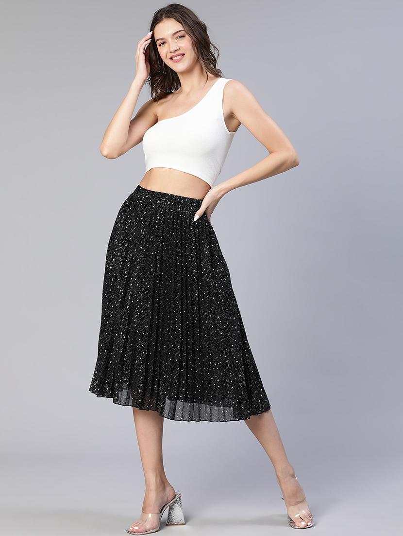 black polyester pleated skirts - 18743555 - Standard Image - 4