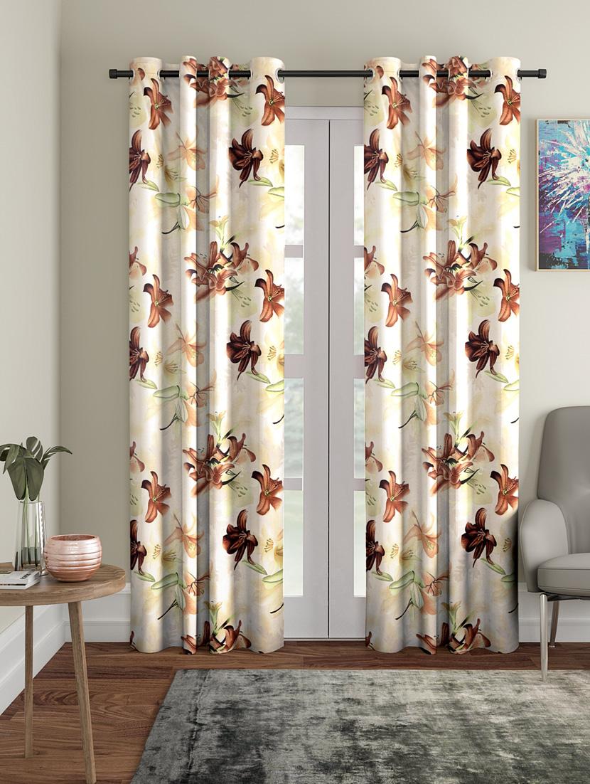 home sizzler 3d floral polyester semi-transparent curtains