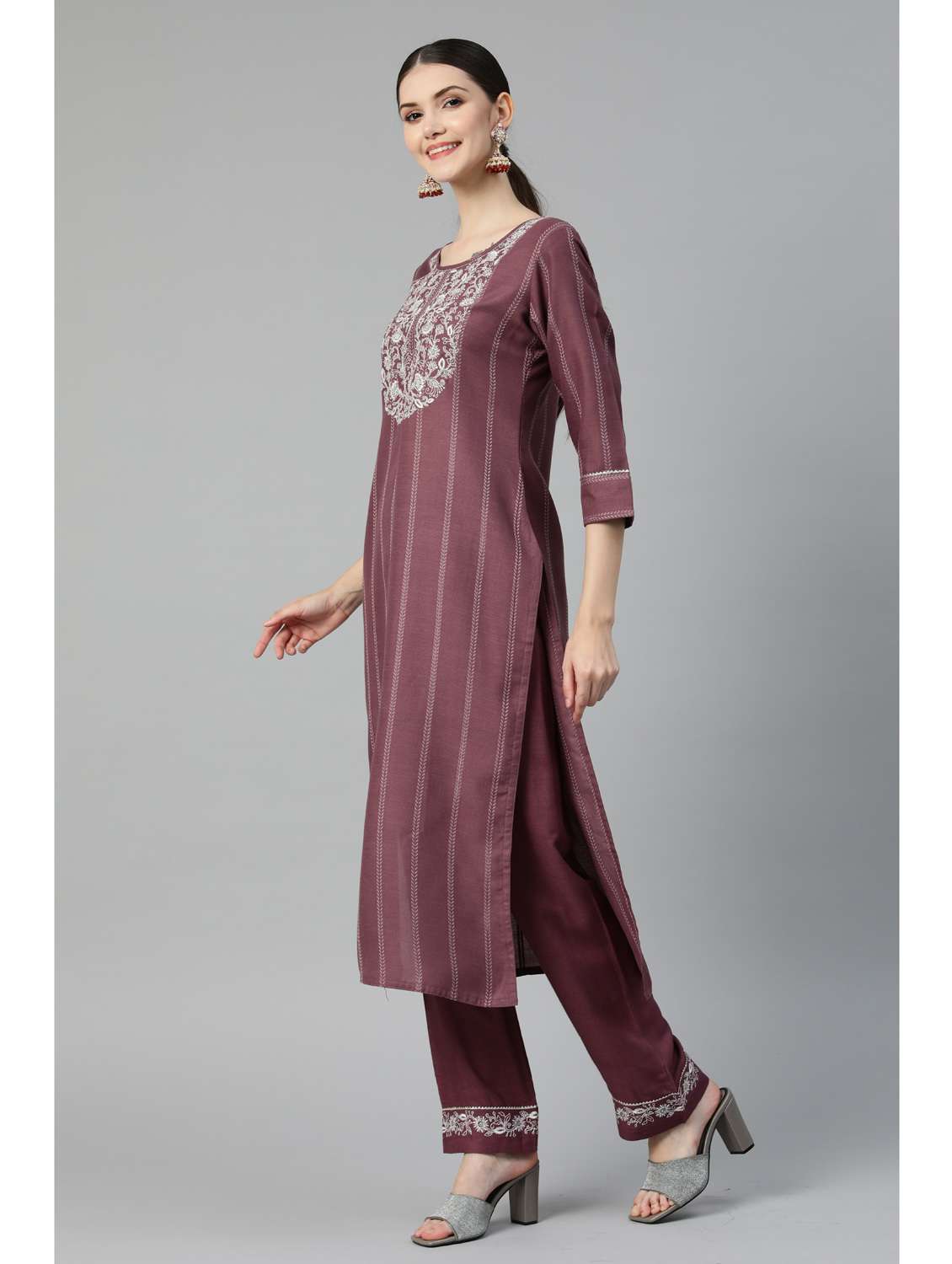 purple cotton kurta pant  set - 18743699 -  Standard Image - 1