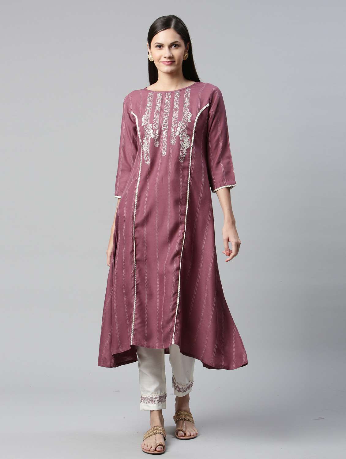 purple silk kurta pant  set