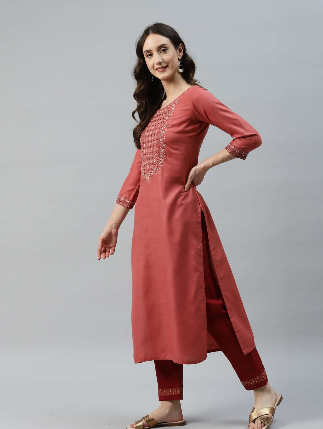 orange cotton kurta pant  set - 18743722 -  Standard Image - 1