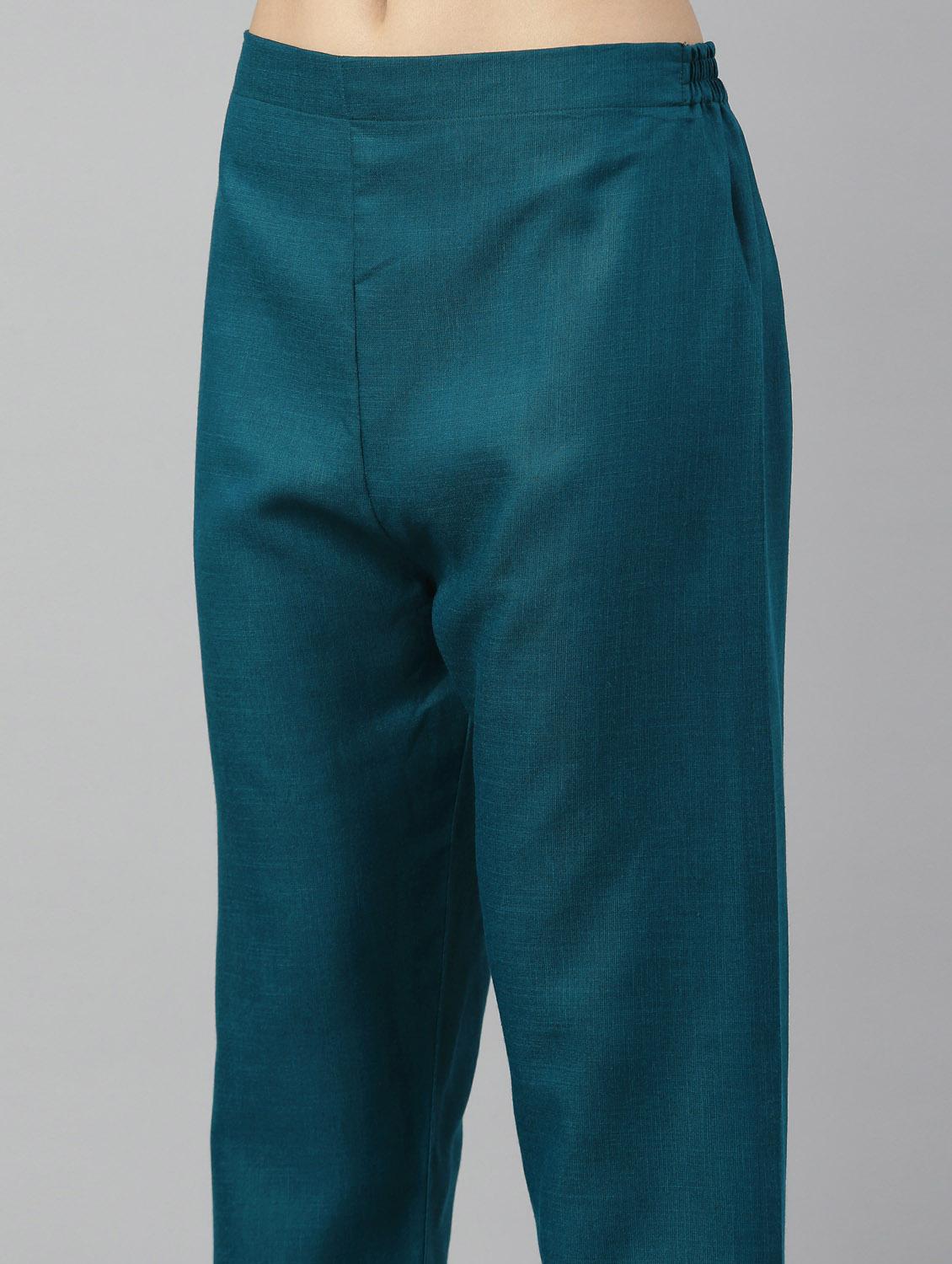 teal kurta pant set with dupatta - 18743777 - Standard Image - 4