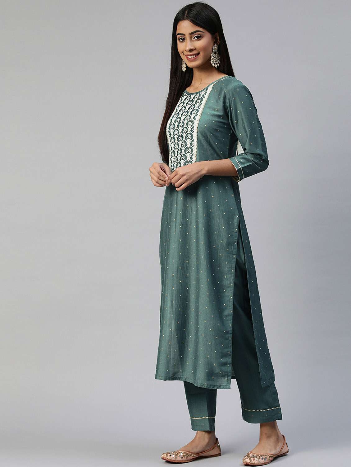green kurta pant set with dupatta - 18743811 -  Standard Image - 1