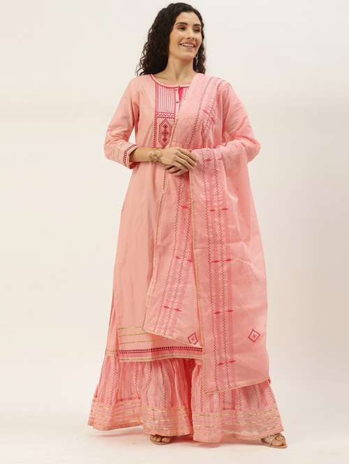 pink kurta sharara set with dupatta - 18743818 -  Standard Image - 0