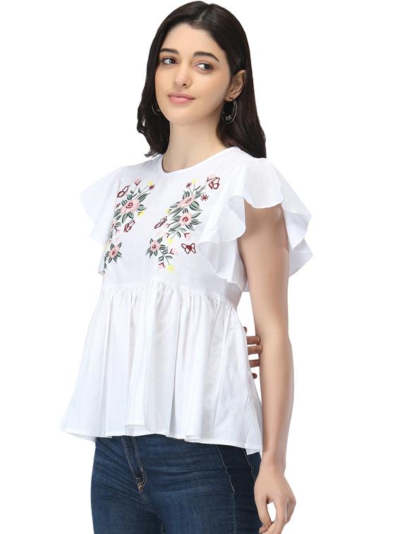 white crepe regular top - 18743891 - Standard Image - 1