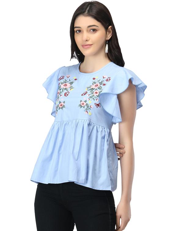 light blue viscose regular top - 18743904 - Standard Image - 1