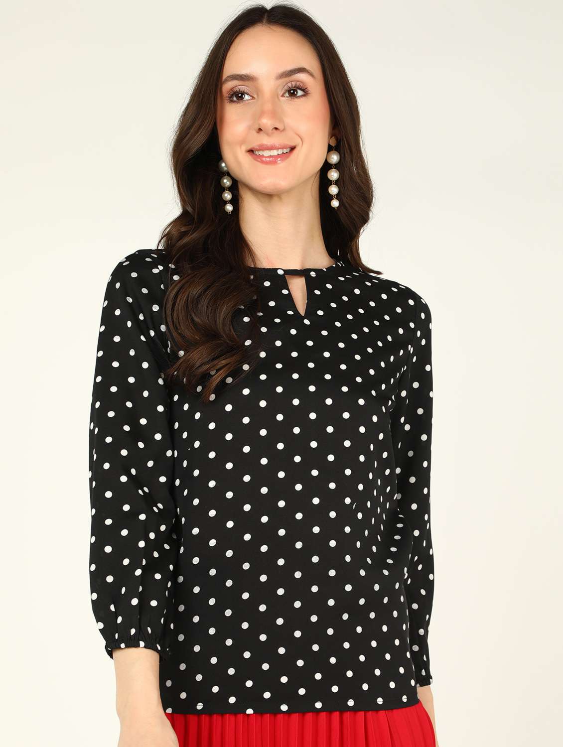 women's straight key hole neck top