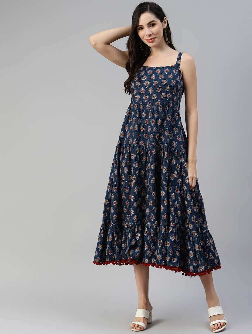 women's fit & flare block print dress