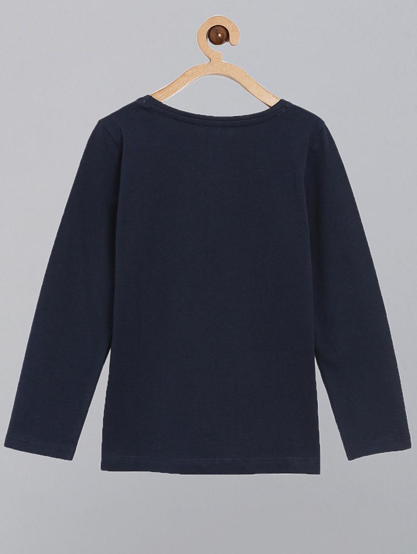 dark blue printed round neck t-shirt - 18751006 - Standard Image - 1