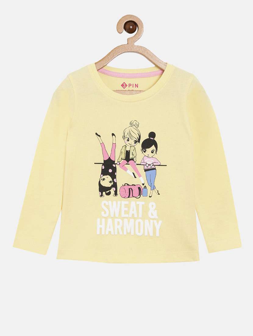yellow printed round neck t-shirt - 18751024 - Standard Image - 1