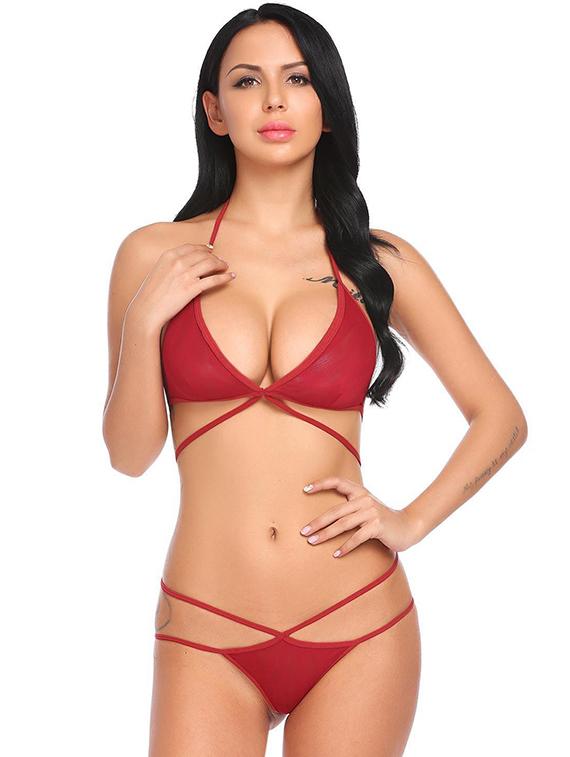 red bras and panty set - 18752994 -  Standard Image - 1