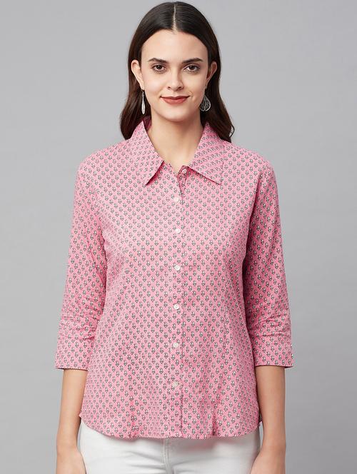 pink cotton regular shirt - 18754214 - Standard Image - 0