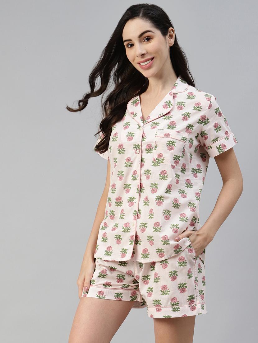 printed nightwear shorts set - 18754244 - Standard Image - 1