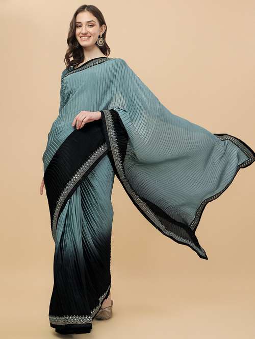 women's self design grey colored saree with blouse - 18754250 - Standard Image - 0