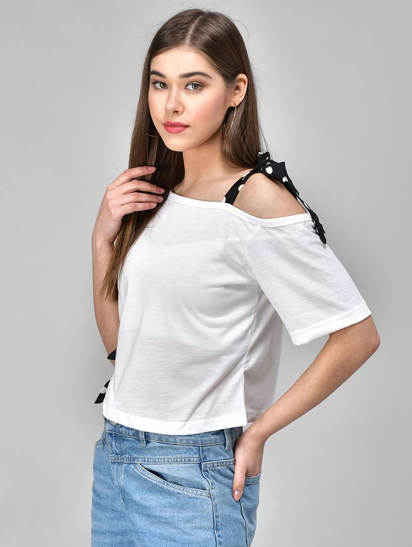 white colored viscose regular top - 18757251 - Standard Image - 1