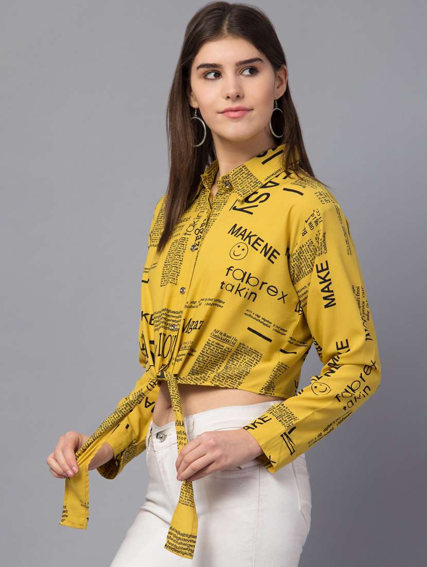yellow crepe crop top - 18757282 -  Standard Image - 1