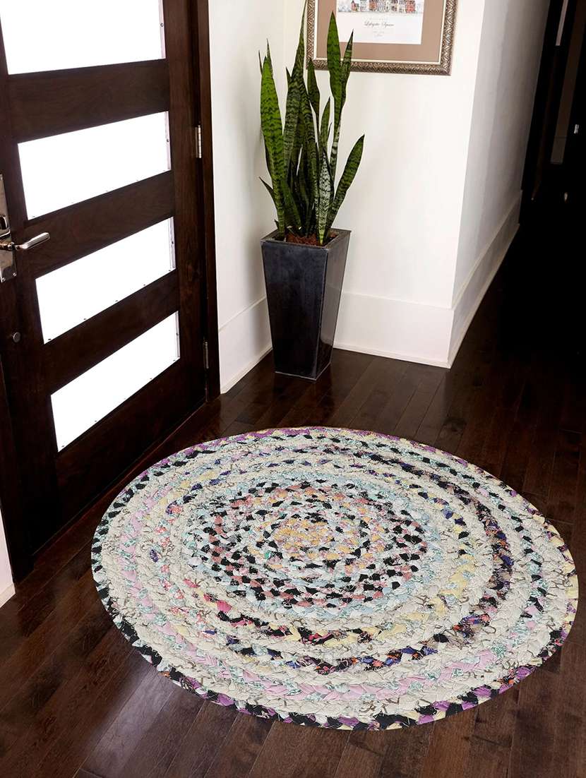 apex multihued round shape cotton rug