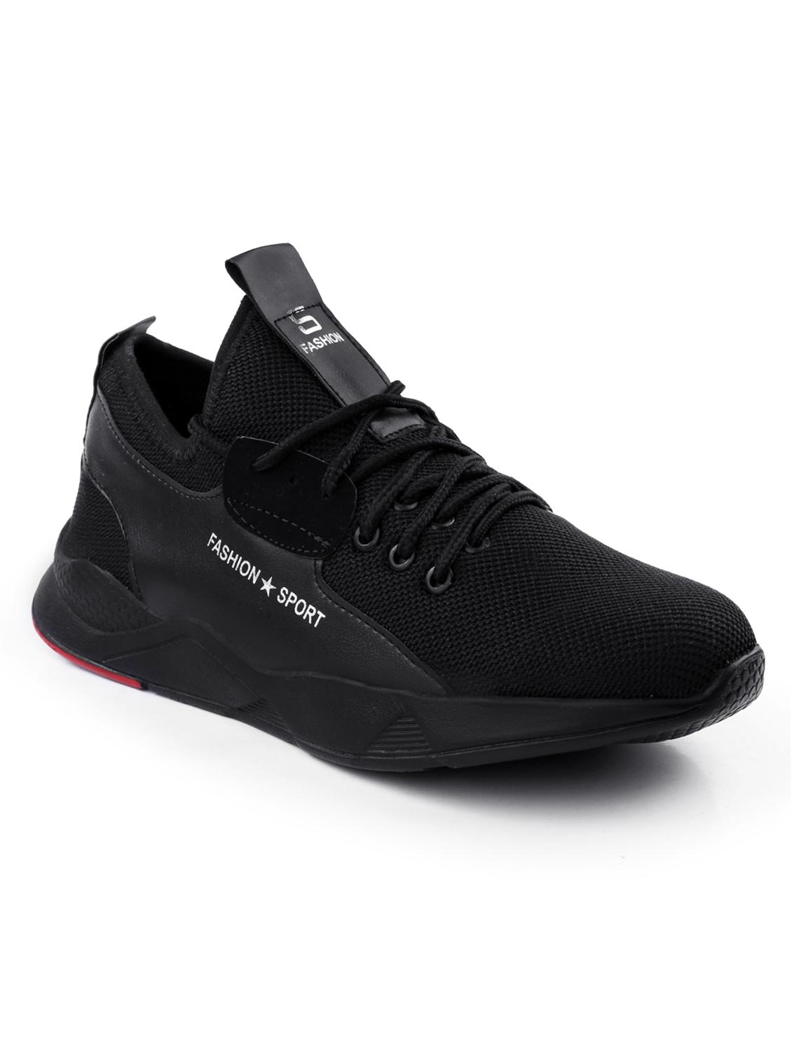 black mesh & synthetic lace up sneakers - 18757717 - Zoom Image - 0