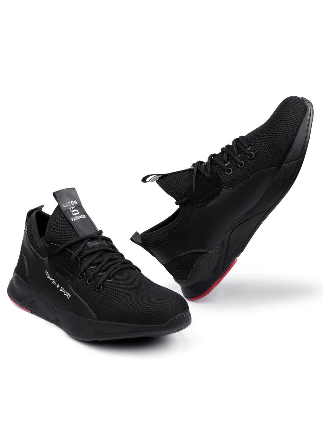 black mesh & synthetic lace up sneakers - 18757717 -  Standard Image - 1