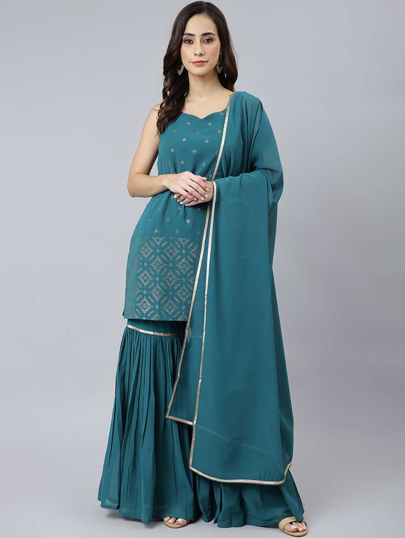 women kurta sharara set with dupatta
