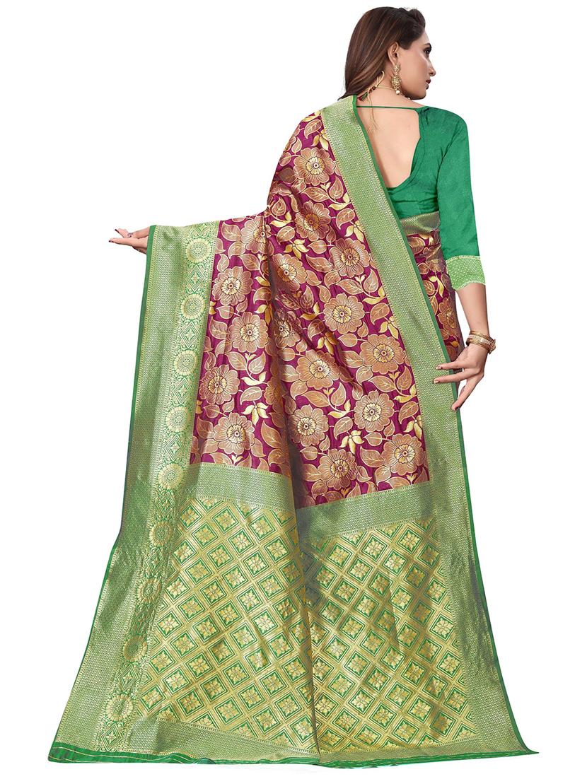 jacquard work banarasi saree with blouse - 18758128 -  Standard Image - 1