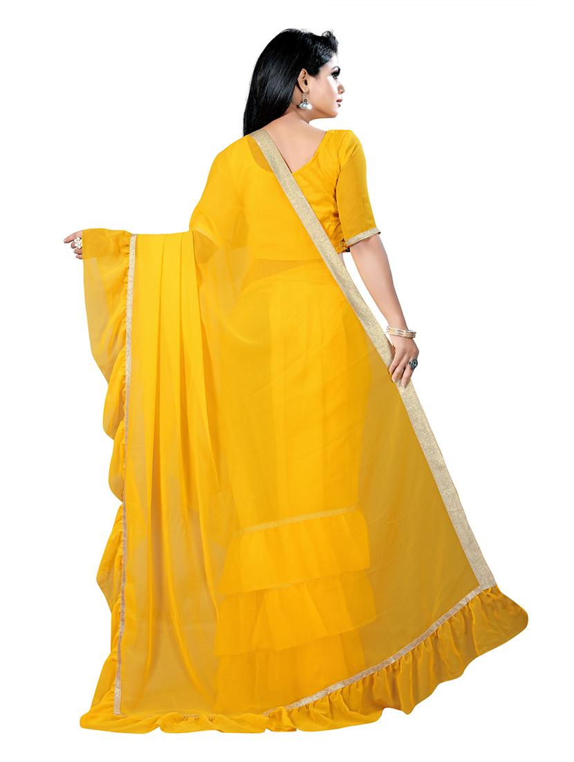 women's bordered yellow colored saree with blouse - 18758309 - Standard Image - 1