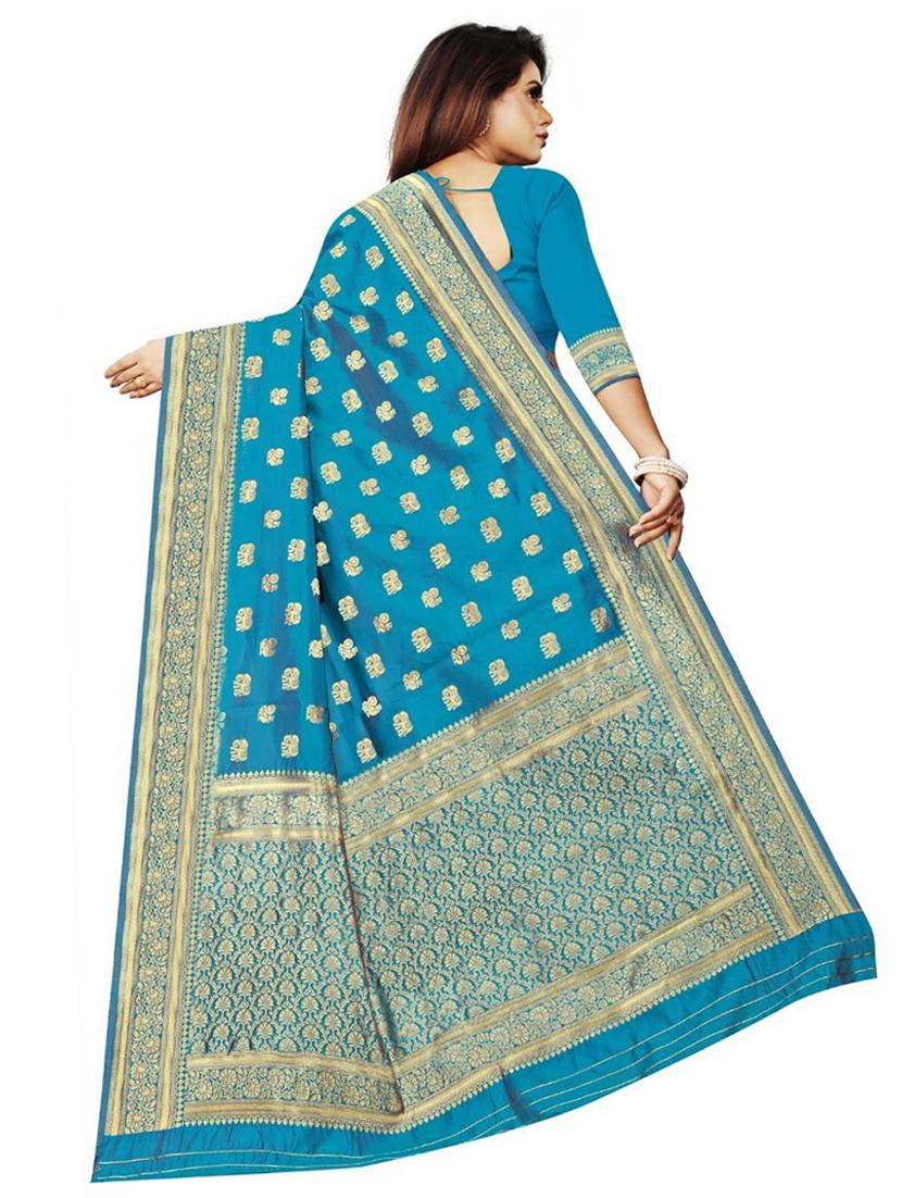 blue banarasi saree with blouse - 18758493 - Standard Image - 1