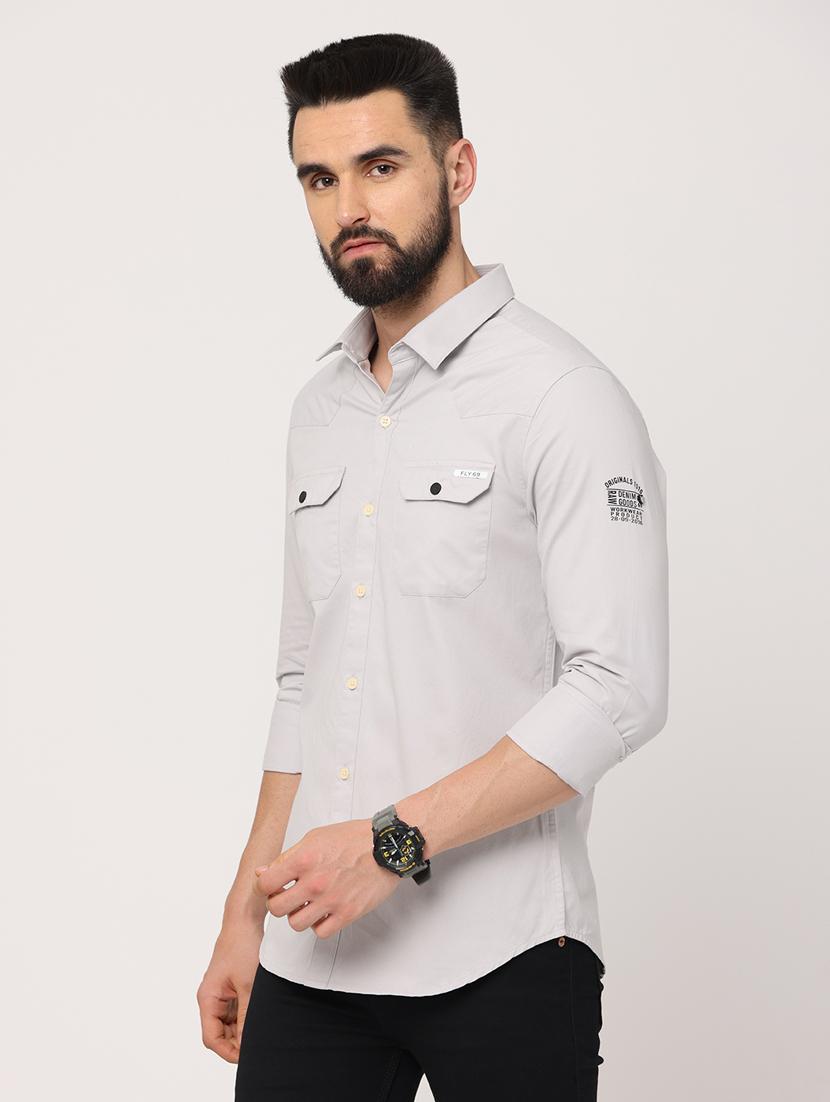 grey cotton casual shirt - 18758753 - Standard Image - 1