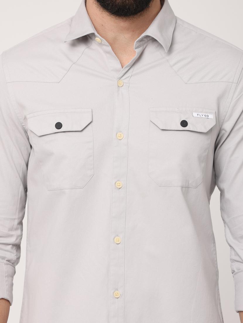 grey cotton casual shirt - 18758753 - Standard Image - 4