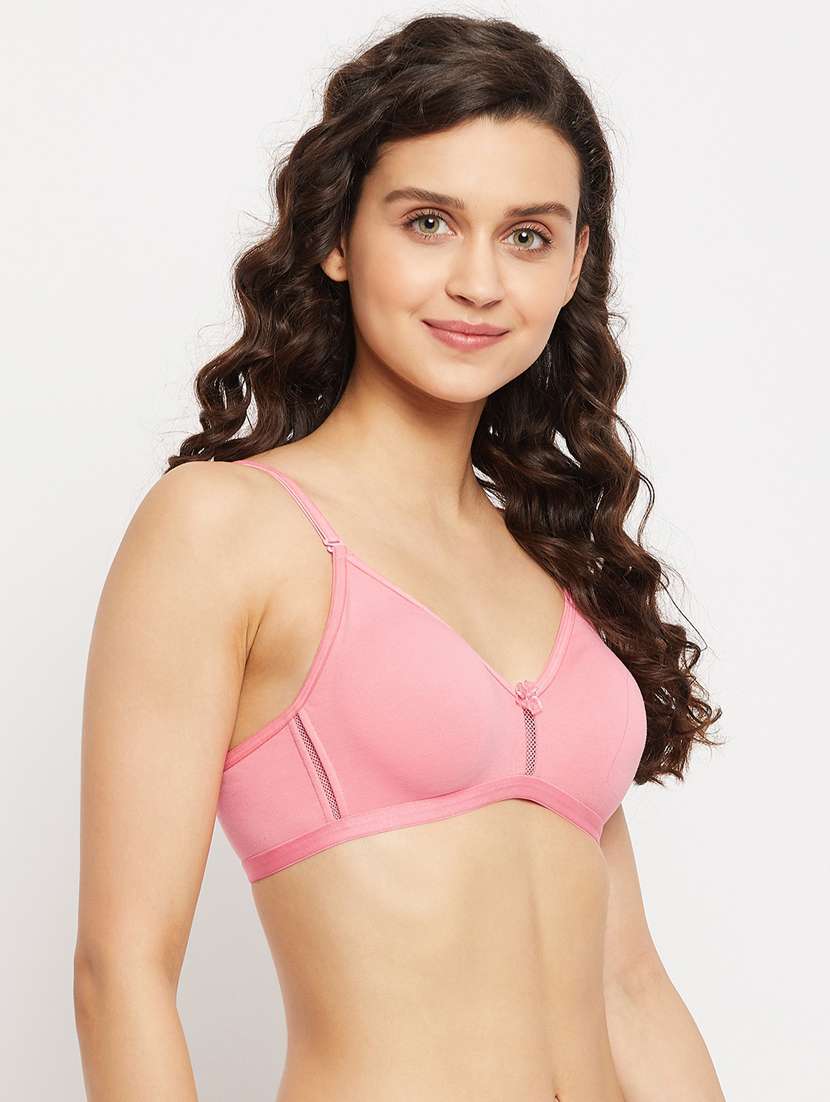 pink cotton regular bra - 18758820 -  Standard Image - 1
