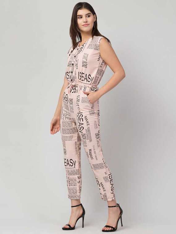 pink cotton blend full leg jumpsuit - 18760486 -  Standard Image - 1