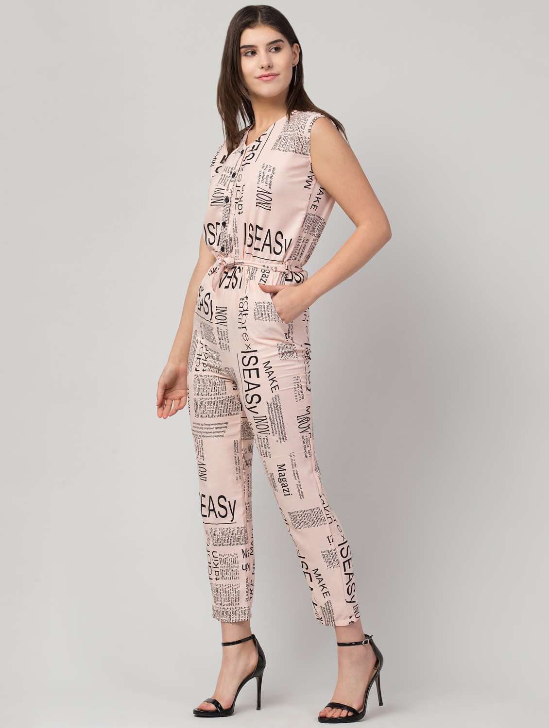 pink crepe full leg  jumpsuit - 18760490 -  Standard Image - 1