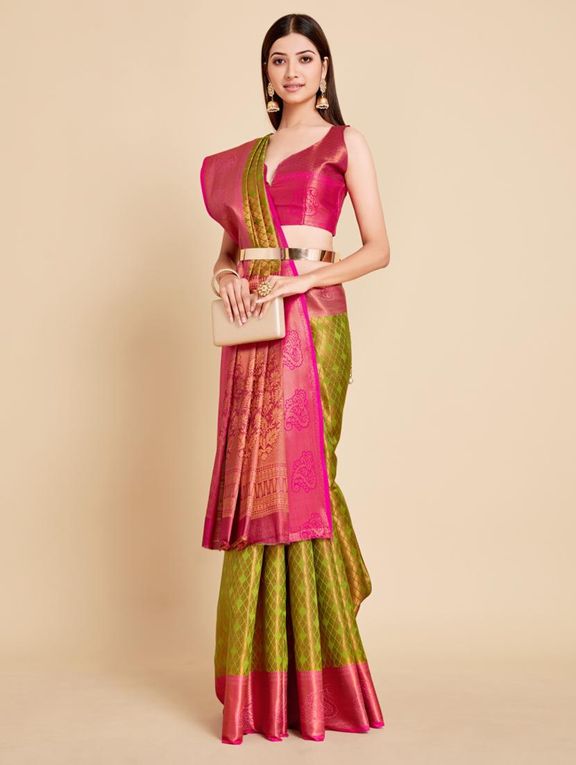 light green art silk kanjivaram saree with blouse - 18762254 - Standard Image - 1