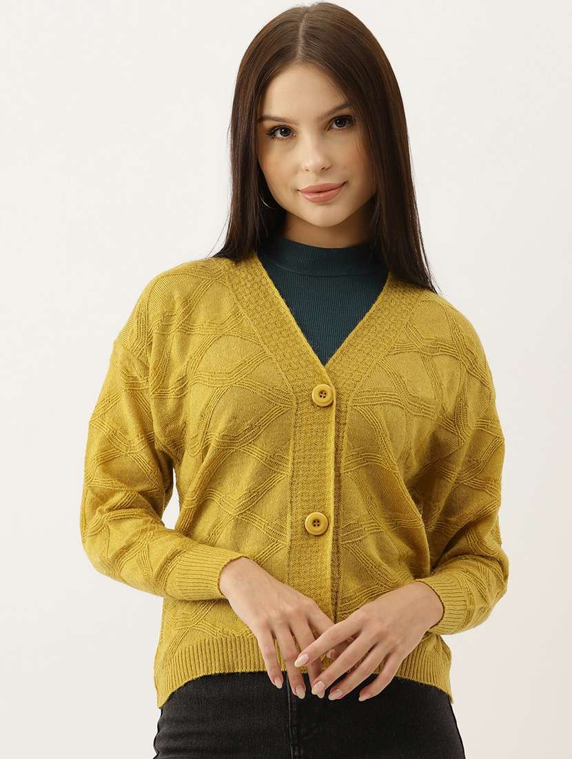 v neck self designed cardigan