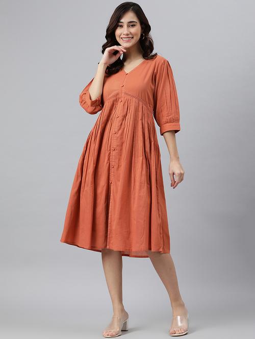 women's fit & flare solid dress - 18765325 - Standard Image - 0