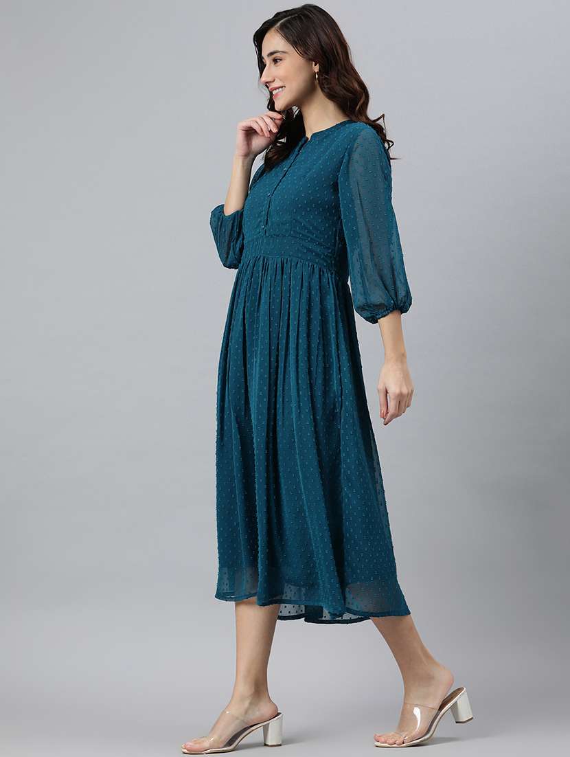 Women's Fit & Flare Self Design Dress