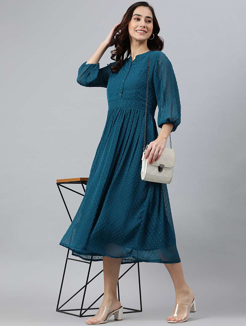 Women's Fit & Flare Self Design Dress
