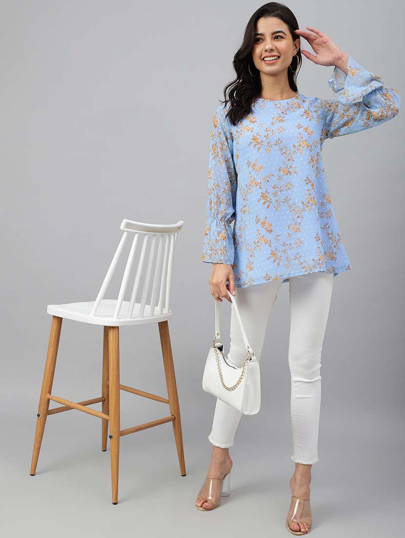 women's straight round neck top - 18765579 - Standard Image - 4