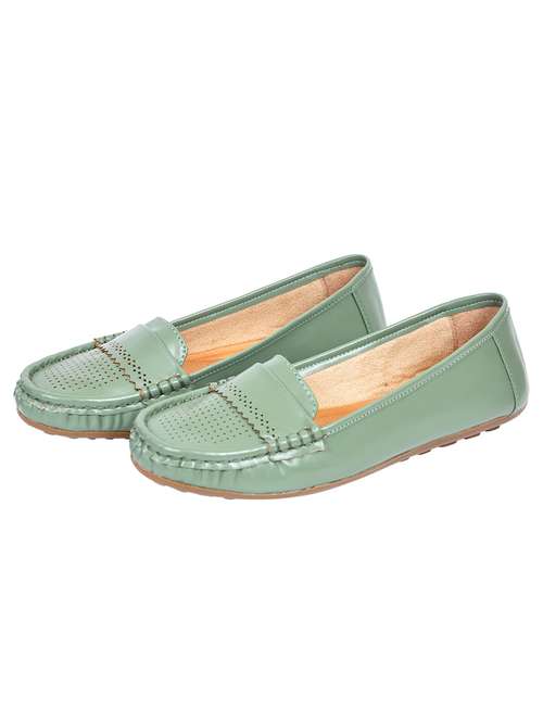 green slip on ballerina