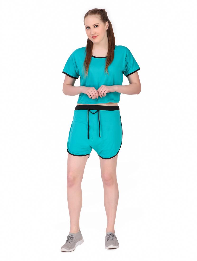 contrast bind solid nightwear shorts set - 18766042 - Standard Image - 4