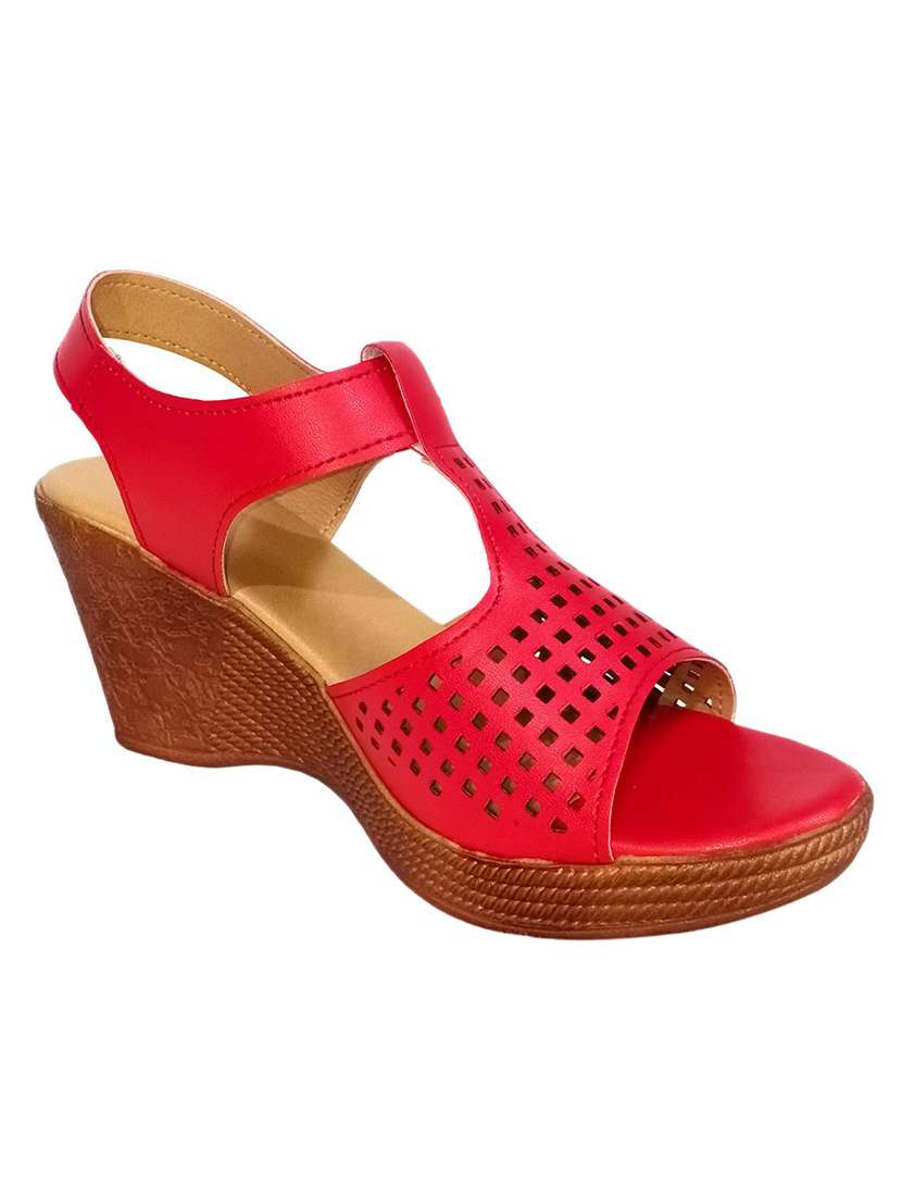 red slip on sandal
