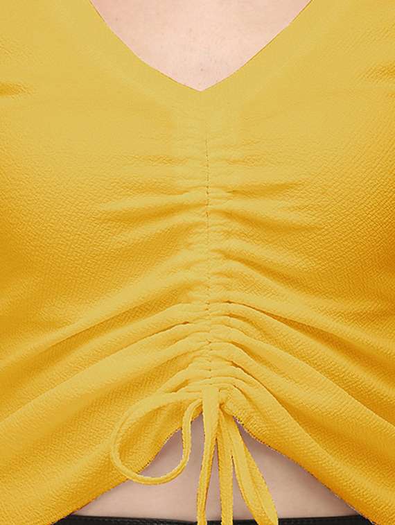 yellow lycra crop top - 18766288 - Standard Image - 4