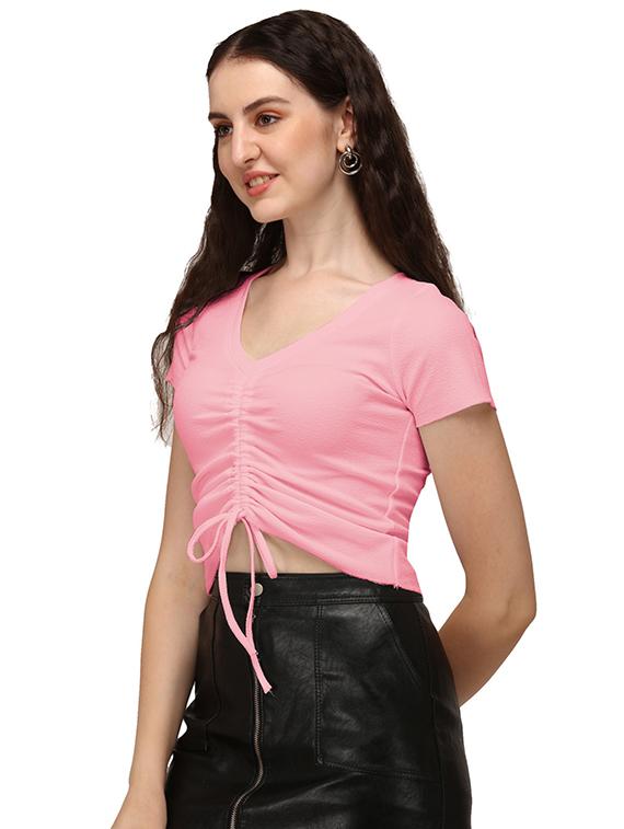 pink lycra crop top - 18766290 - Standard Image - 1